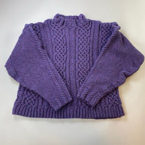Fisherman Cable Knit Sweater Purple Handmade Cottage Aran Whimsigoth Woodland